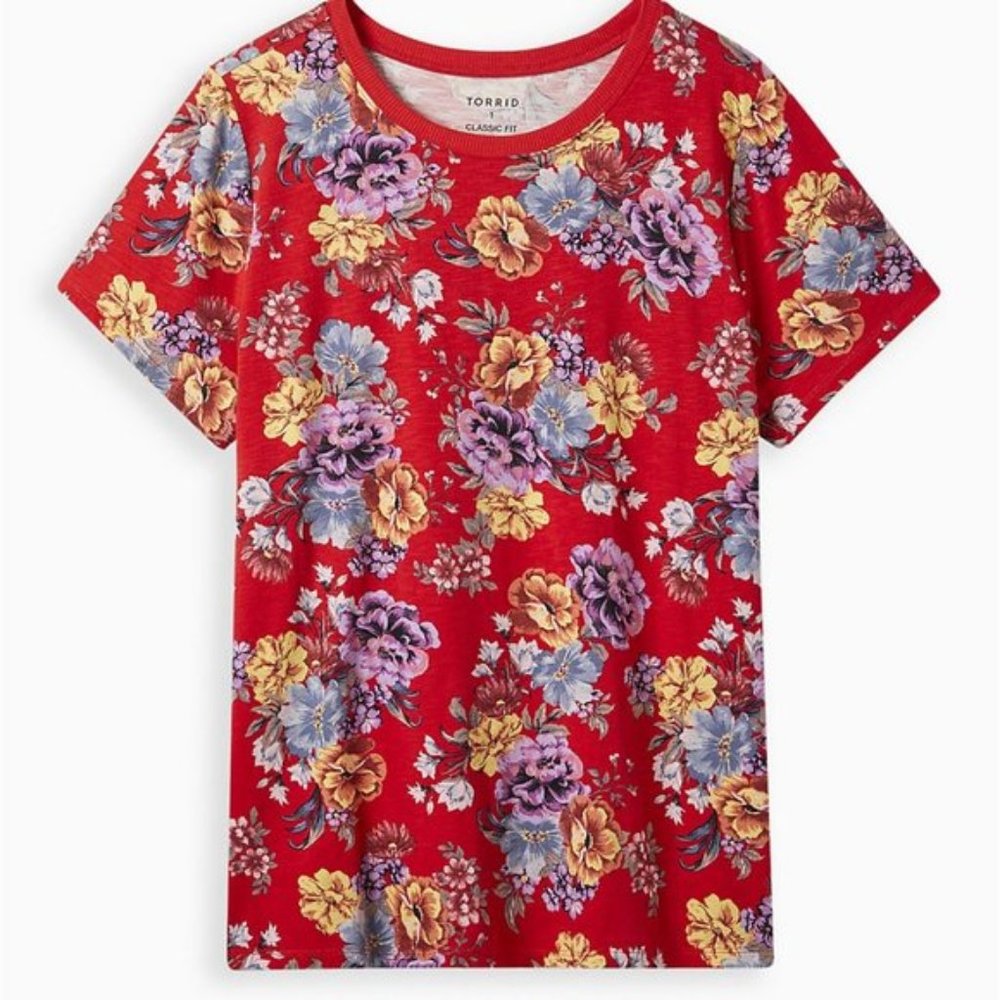 VINTAGE TEE - TRIBLEND JERSEY FLORAL RED size 5